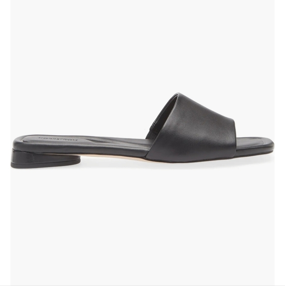 Nordstrom Babette Black Leather Women's Slide Sandals - Picture 10 of 12